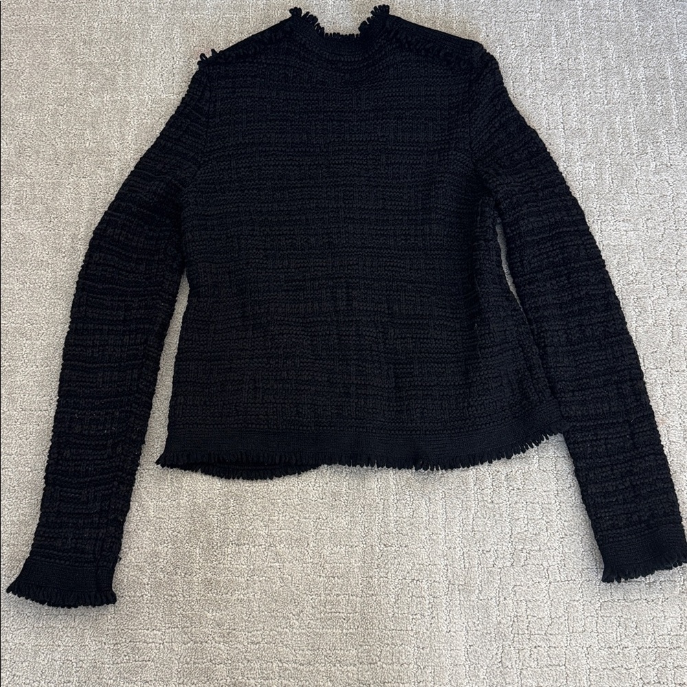 Intermix Lila silk blend Cropped Jacket Sweater Blazer Black Tweed Gold Buttons - Picture 7 of 8